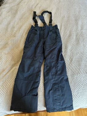 Navy Blue Insulated Kids Snow Ski Pants with Removable Suspenders